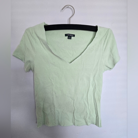 wild fable Tops - Light Green Ribbed V-Neck Top